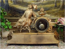 MEDALOWY WYJĄTKOWY ZEGAR FIGURALNY - BRĄZ (JAPY FRERES 1840r.) ZIELONY ONYX!