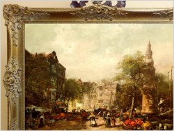ARCYDZIEŁO MALARSKIE! TARG KWIATOWY W AMSTERDAMIE! - DICKMEIS GERHARD (1918 – 1978)