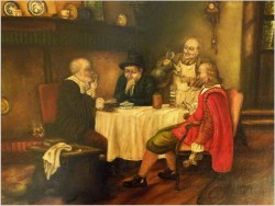 NIDERLANDZKIE MALARSTWO RODZAJOWE!  W HOLENDERSKIM WNĘTRZU - JEAN DE CLERC XIXw.