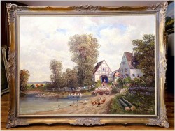 Obraz olbrzym! W wiejskim gospodarstwie - Randolf Wehn 1911-1987 (160cm x 120cm)