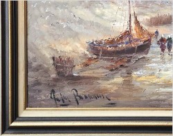 Dobra inwestycja! Łodzie nad brzegiem morza - Peter BROUWER  *1935 ( Certyfikat!)