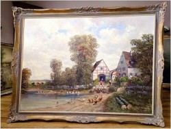 Obraz olbrzym! W wiejskim gospodarstwie - Randolf Wehn 1911-1987 (160cm x 120cm)