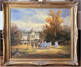 Malarstwo rokoko! Piękna scena parkowa - Herbert Isenberg *1930