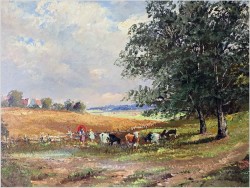 Polecamy! Letni spacer - duże malarstwo olejne - Randolf Wehn 1911r. XXL!