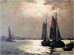 Nokturn! Łodzie w blasku księżyca - Helmut Kaluza (1912-1984)