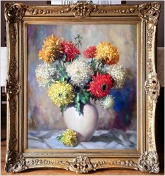 Barwne Chryzantemy - Helmuth Andreas Volkwein (Monachium 1920 - 2004) 