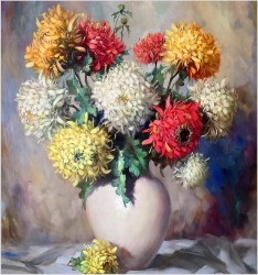 Barwne Chryzantemy - Helmuth Andreas Volkwein (Monachium 1920 - 2004)
