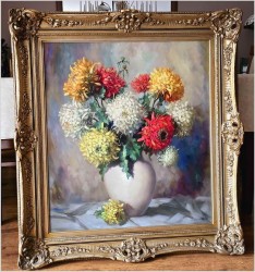 Barwne Chryzantemy - Helmuth Andreas Volkwein (Monachium 1920 - 2004)