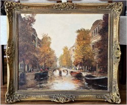 Polecamy! Widok na kanał w Amsterdamie! Dickmeis Gerhard (1918-1978r.)