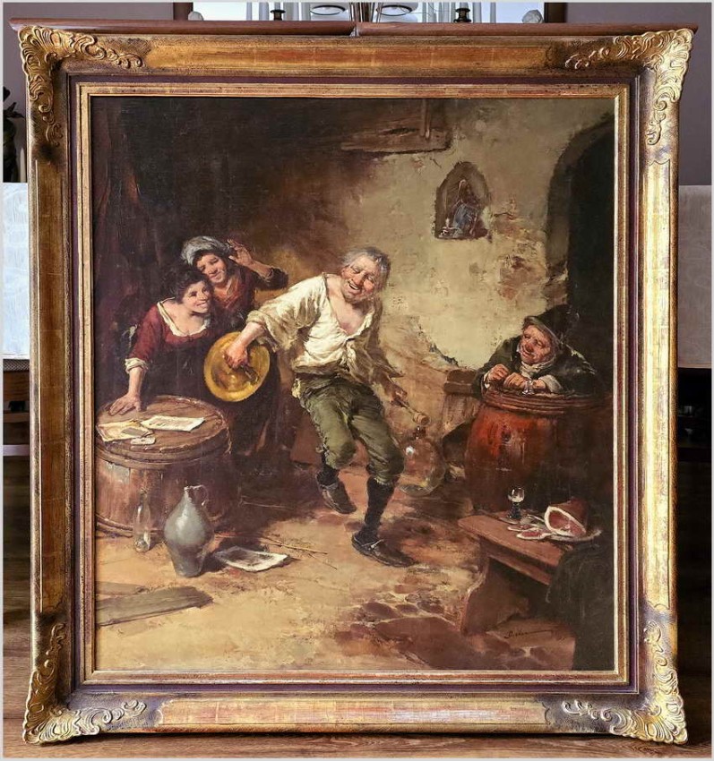 Scena rodzajowa! Wesoły grajek - Dickmeis Gerhard (1918-1978)