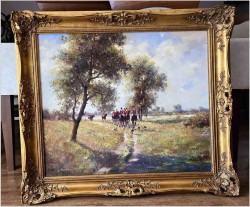 Duży wyjątkowy obraz! Wyjazd na polowanie - Karl mohr ur.( Düsseldorf 1922-2013r.)