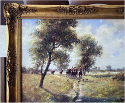 Duży wyjątkowy obraz! Wyjazd na polowanie - Karl mohr ur.( Düsseldorf 1922-2013r.)