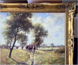 Duży wyjątkowy obraz! Wyjazd na polowanie - Karl mohr ur.( Düsseldorf 1922-2013r.)