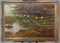 Tanganika! Ibisy czarniopióre - Oryg. Georg Majewicz (1897-1965) Rozmiar 138x98