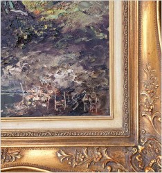 Obraz olejny w technice szpachlowej! Nad brzegiem jezopra - H. Nilsen *1908