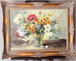 Obraz olejny! Kompozycja kwiatów w wazonie - Hedwig Petermann *1877
