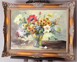 Obraz olejny! Kompozycja kwiatów w wazonie - Hedwig Petermann *1877