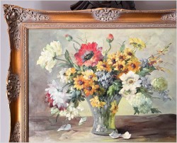 Obraz olejny! Kompozycja kwiatów w wazonie - Hedwig Petermann *1877