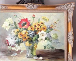 Obraz olejny! Kompozycja kwiatów w wazonie - Hedwig Petermann *1877