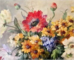 Obraz olejny! Kompozycja kwiatów w wazonie - Hedwig Petermann *1877