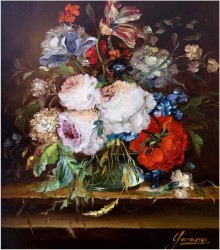 Martwa natura! Bukiet kolorowych kwiatów - Heinrich Garossa *1902