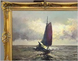 Nokturn! Łodź żaglowa na pełnym morzu - Helmut Kaluza (1912-1984)