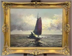 Nokturn! Łodź żaglowa na pełnym morzu - Helmut Kaluza (1912-1984)