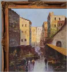 Śródziemnomorskie malarstwo! Plac targowy we Włoskiej Kalabrii - GRABONÉ Arnold (1896-1982)