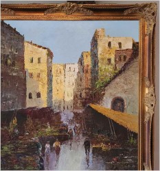 Śródziemnomorskie malarstwo! Plac targowy we Włoskiej Kalabrii - GRABONÉ Arnold (1896-1982)