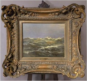 Dobre stare malarstwo! Wzburzone morze - Léon Zeytline (1885-1962 Paris)