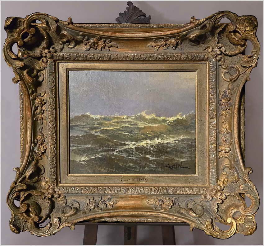 Dobre stare malarstwo! Wzburzone morze - Léon Zeytline (1885-1962 Paris)