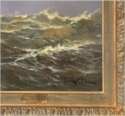 Dobre stare malarstwo! Wzburzone morze - Léon Zeytline (1885-1962 Paris)