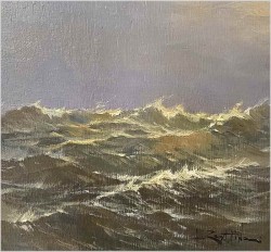 Dobre stare malarstwo! Wzburzone morze - Léon Zeytline (1885-1962 Paris)