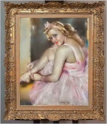  Najlepsza sztuka Top Art! Balerina wiążąca pointy - Pal Fried (1893-1976) CERTYFIKAT!