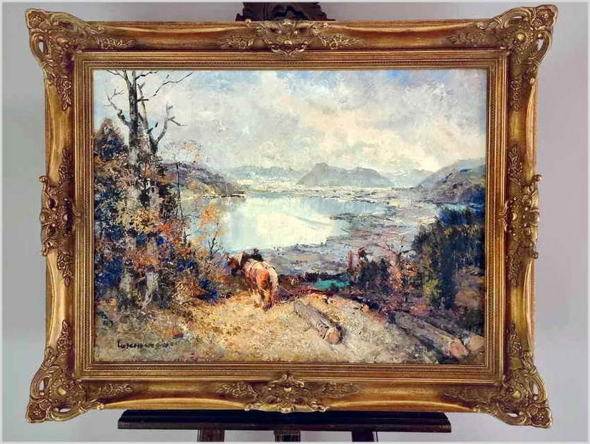 Letni pejzaż! Widok ze wzgórza na Tegernsee - Ludwig Gschossmann *1894