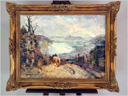 Letni pejzaż! Widok ze wzgórza na Tegernsee - Ludwig Gschossmann *1894