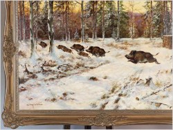 Wataha pędzących dzików -Oryg. Georg Majewicz (1897-1965) Rozmiar 138x98