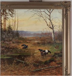 Obraz olejny! Tokujące gody Cietrzewi - oryg. Georg Majewicz (1897-1965)