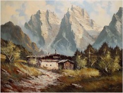 MALARSTWO NIEMIECKIE! - WIDOK NA KAISERTAL, ÖSTERREICH - E.Gröger  XXw.