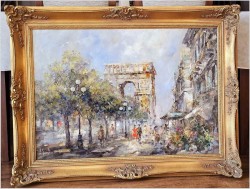 Łuk Triumfalny! Uliczka ze straganami kwiatowymi w Paryżu- Alexander Kardin (1917-1976)