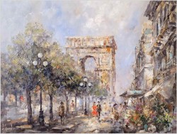 Łuk Triumfalny! Uliczka ze straganami kwiatowymi w Paryżu- Alexander Kardin (1917-1976)