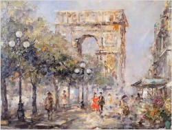 Łuk Triumfalny! Uliczka ze straganami kwiatowymi w Paryżu- Alexander Kardin (1917-1976)