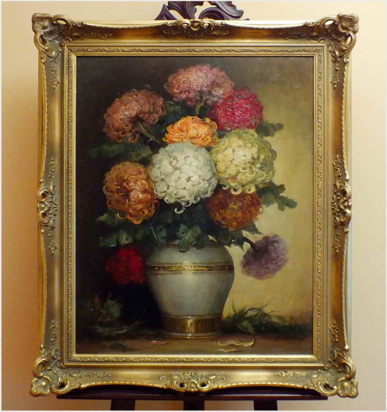 CHRYSANTHEMEN IN VASE - Klaus Clausmeyer  (* 1887 in München; † 11. März 1968 in Düsseldorf)