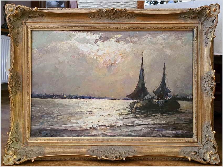 Nokturn! Łodzie żaglowe na pełnym morzu - Helmut Kaluza (1912-1984)