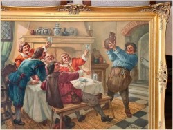 Stary obraz olejny! Próba wina - Hermann Prediger (1886-1970)