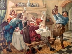 Stary obraz olejny! Próba wina - Hermann Prediger (1886-1970)