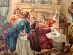 Stary obraz olejny! Próba wina - Hermann Prediger (1886-1970)