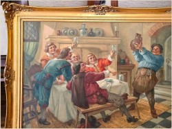 Stary obraz olejny! Próba wina - Hermann Prediger (1886-1970)