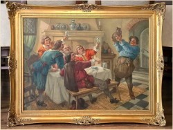 Stary obraz olejny! Próba wina - Hermann Prediger (1886-1970)