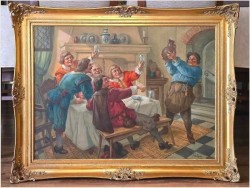 Stary obraz olejny! Próba wina - Hermann Prediger (1886-1970)